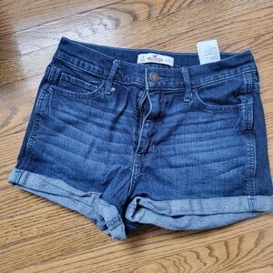 Hollister Women's Rolled Hem Jean Shorts - Dark Indigo